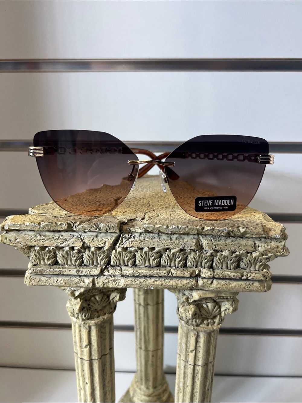 Steve Madden Rimless Sunglasses with Gradient Brown Lenses